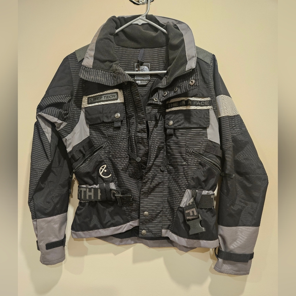 Vintage North Face Women's Steep Tech Black and Gray Performance Jacket